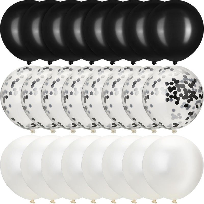 Hestya 100 Pieces 12 Inch White Black Balloons Latex Party Balloons Arch Garland Kit for Weddings, Bridal Shower, Graduation, Anniversary, Birthday Party Decoration - Image 2